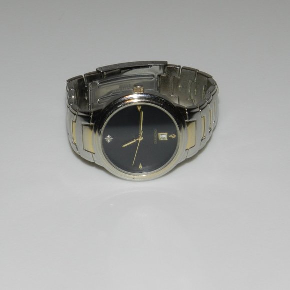 Vintage Allude Men's Black Dial Real Diamond Quartz Watch Date New Battery - Picture 2 of 12